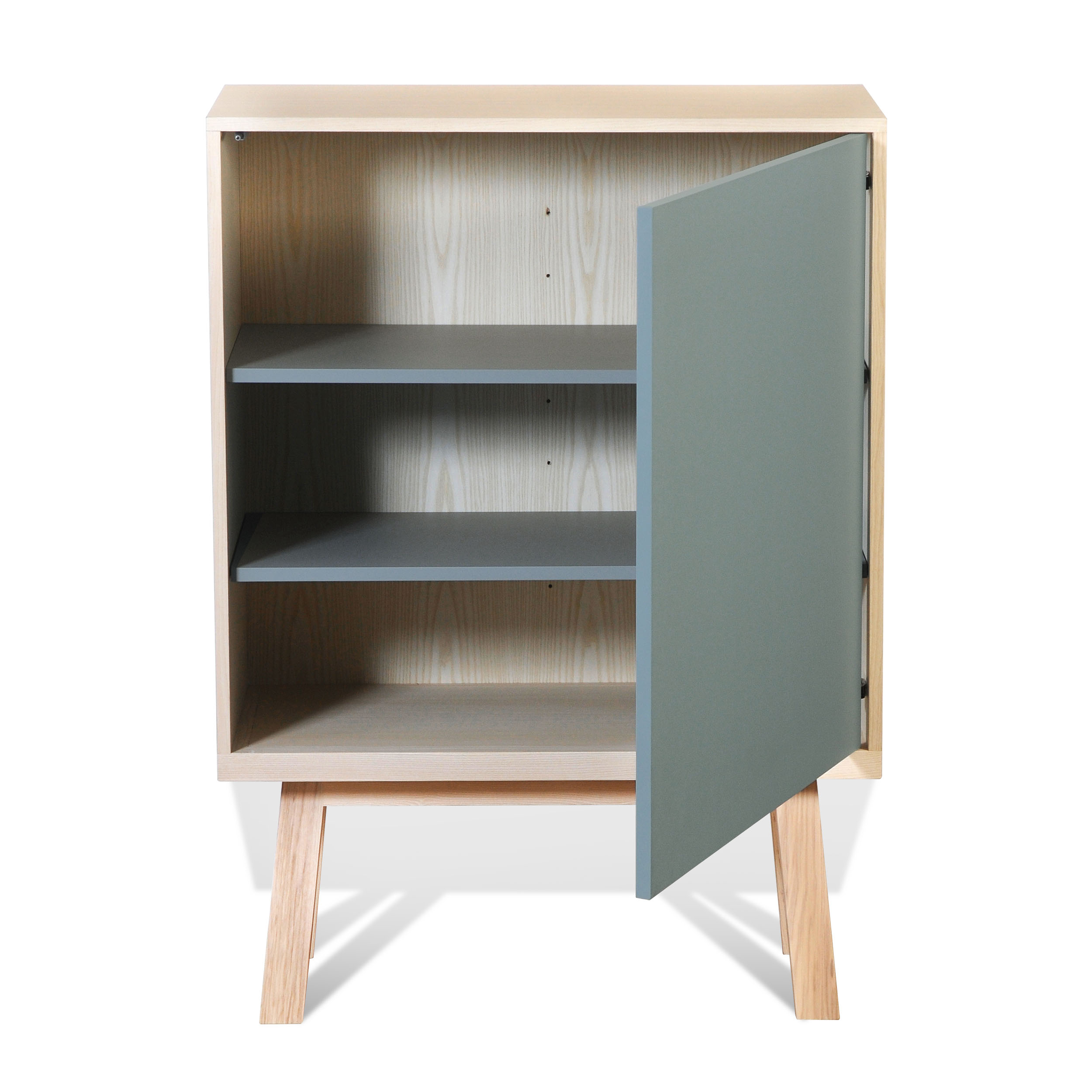 Armoire 1 porte en bois bleu gris lehon