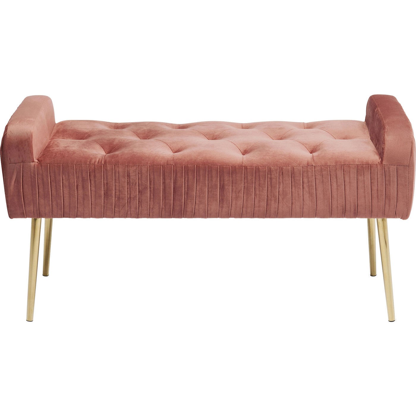 Banc 1 places velours rose et acier doré Banc 1 places velours rose et acier doré