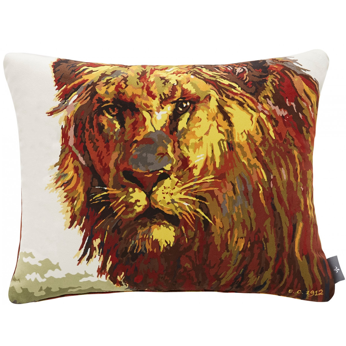 Coussin lion velours Marron 37 x 47 Coussin lion velours Marron 37 x 47
