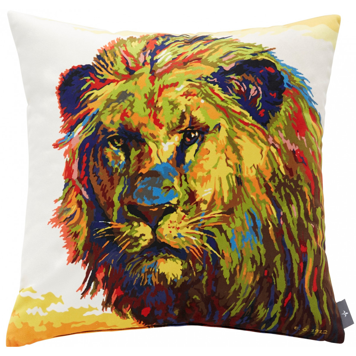 Coussin lion velours Bleu 47 x 47 Coussin lion velours Bleu 47 x 47
