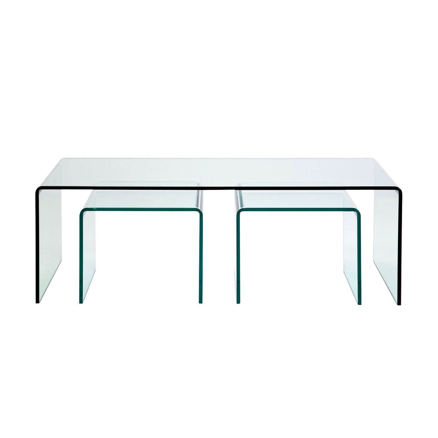 3 tables basses en verre