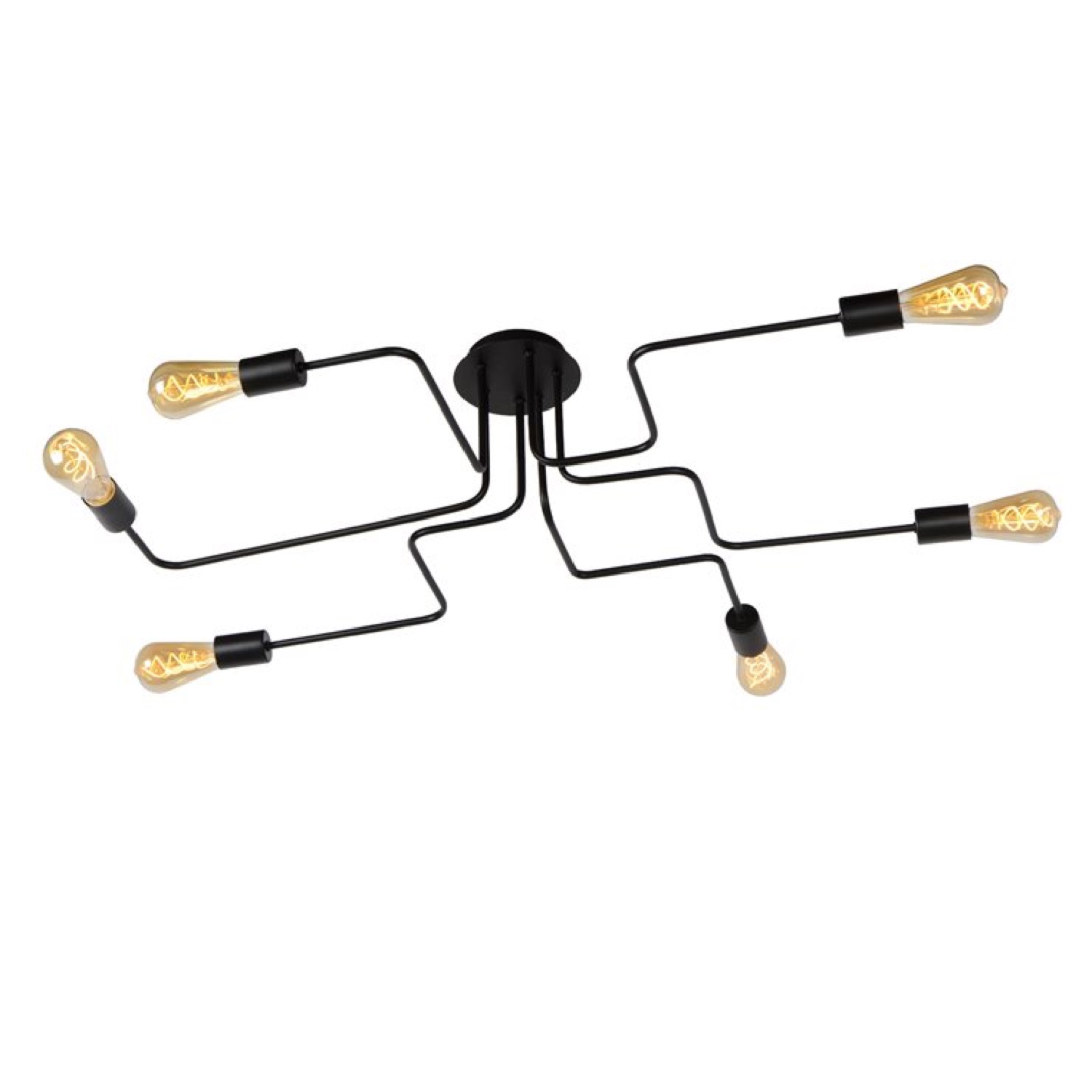 Plafonnier en métal noir 6 lumières L100cm Plafonnier en métal noir 6 lumières L100cm