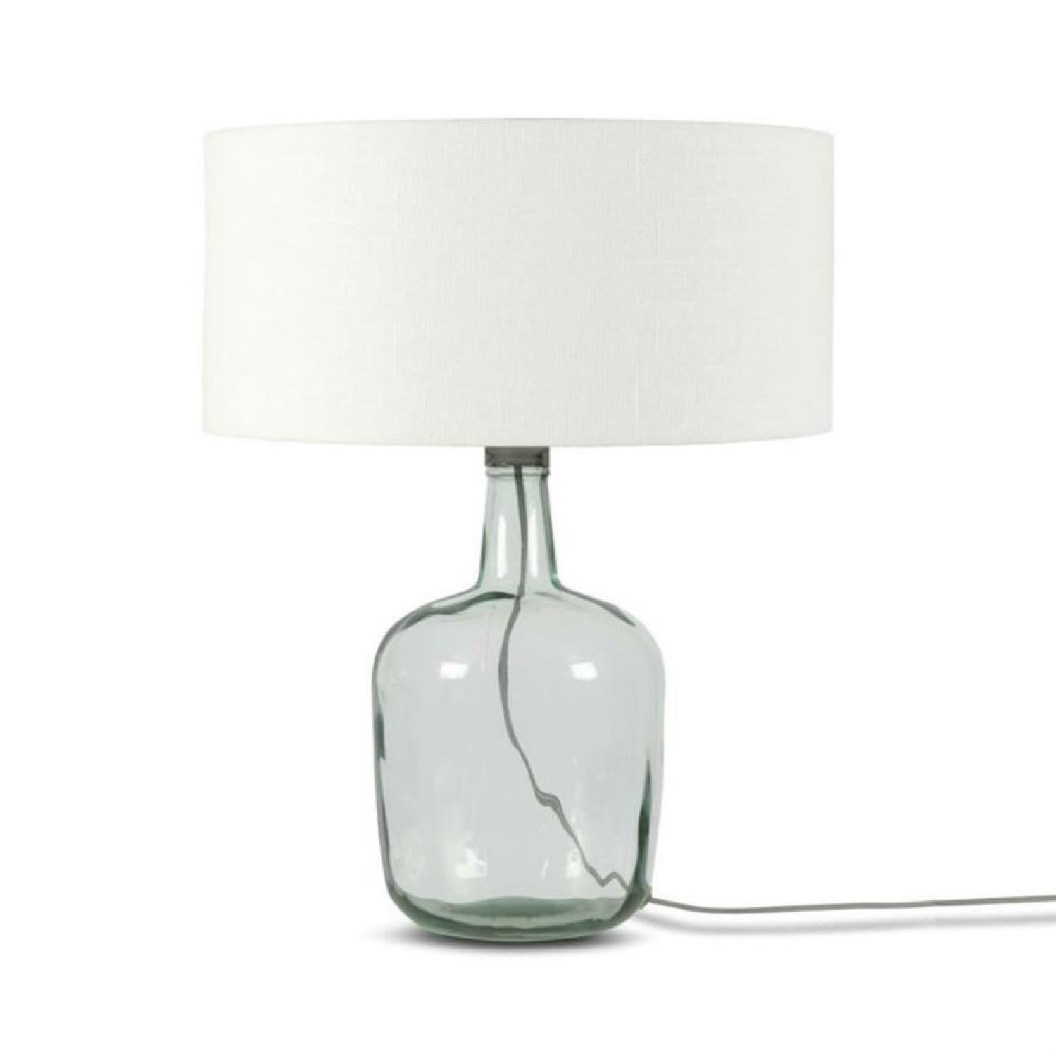 Lampe à poser verre/lin H47cm (photo) Lampe à poser verre/lin H47cm