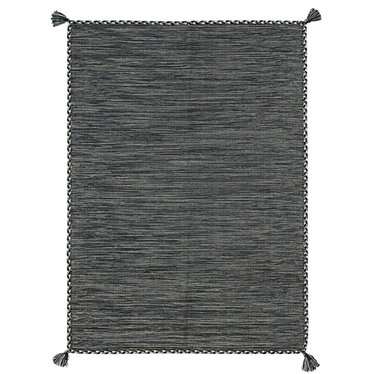Tapis 100% coton tissé et tressé gris 190x290