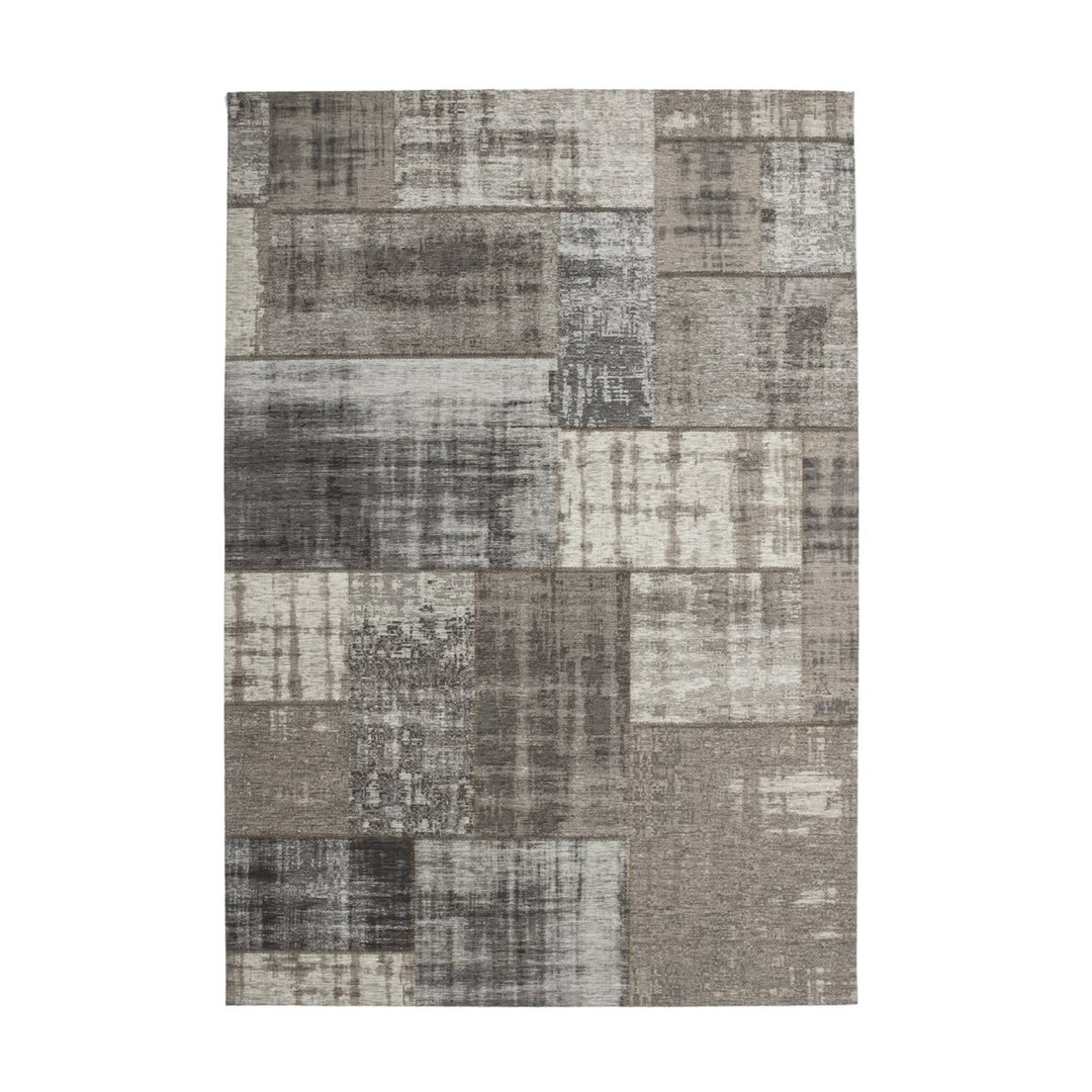 Tapis cubisme patchwork en coton argenté 200x290