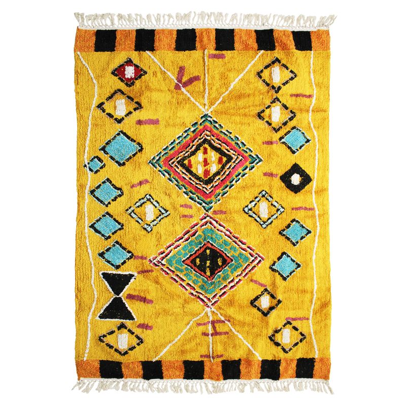 Tapis 100 % coton esprit berbère jaune 160x230 Tapis 100 % coton esprit berbère jaune 160x230