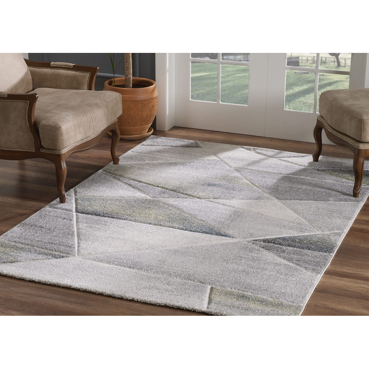 Tapis géométrique design en polypropylène gris 80x150 Tapis géométrique design en polypropylène gris 80x150