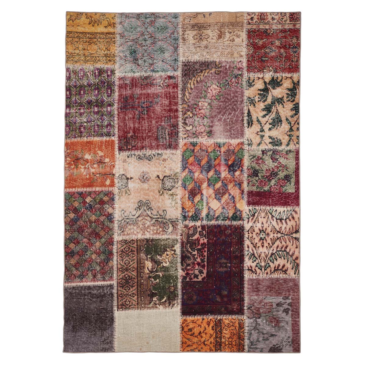 Tapis ethnique patchwork en polyester multicolore 80x150 Tapis ethnique patchwork en polyester multicolore 80x150