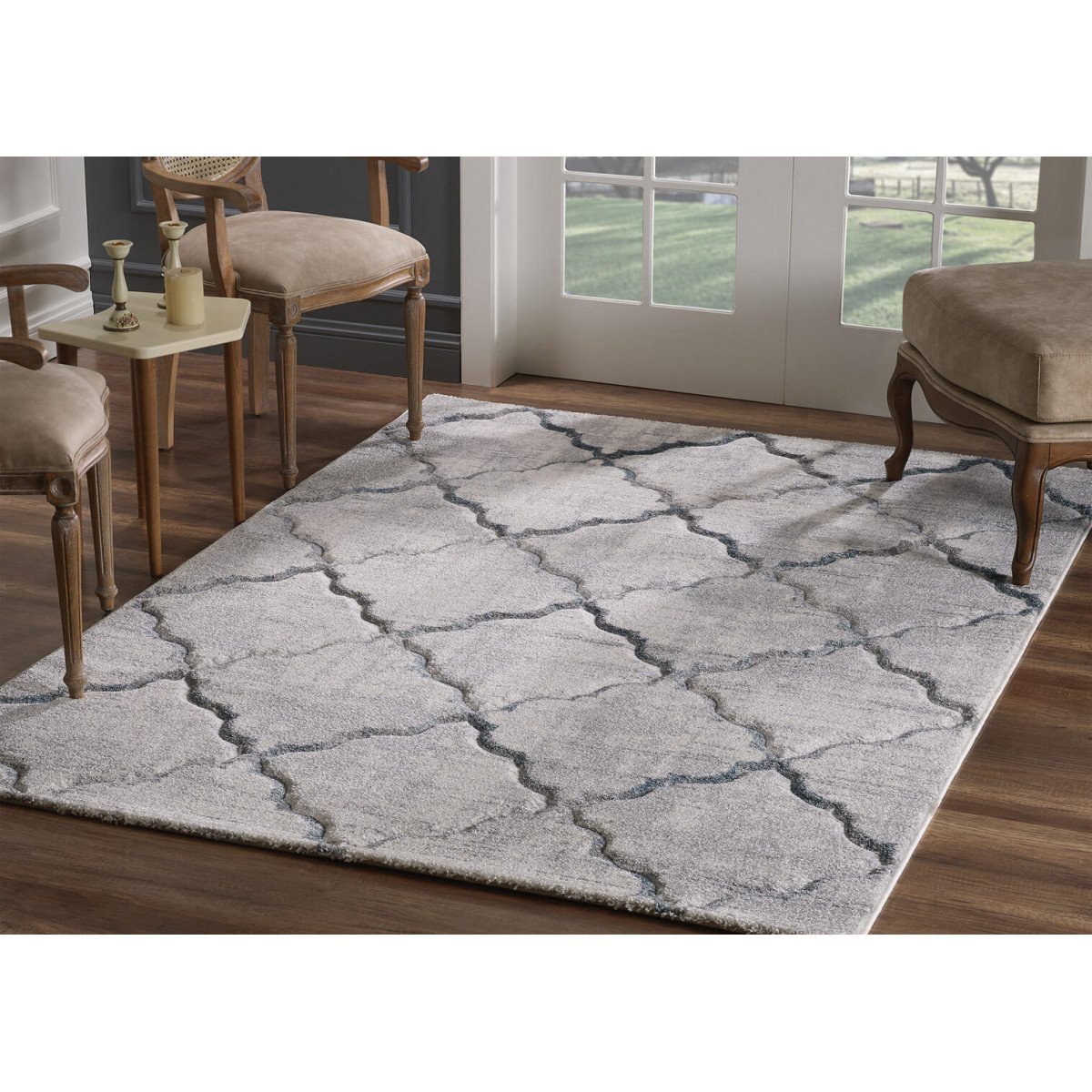 Tapis géométrique design en polypropylène blanc 80x150 Tapis géométrique design en polypropylène blanc 80x150