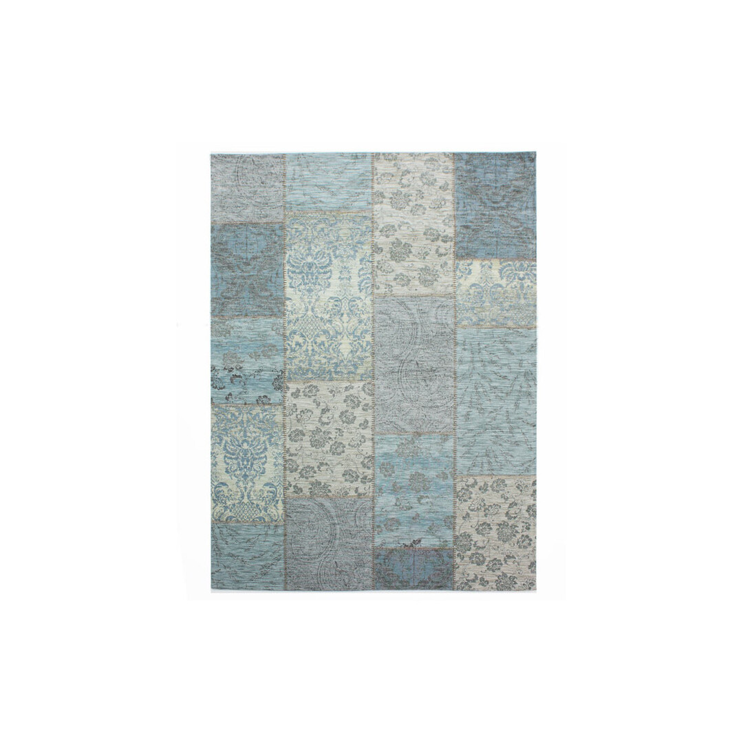 Tapis ethnique patchwork en acrylique bleu 120x170