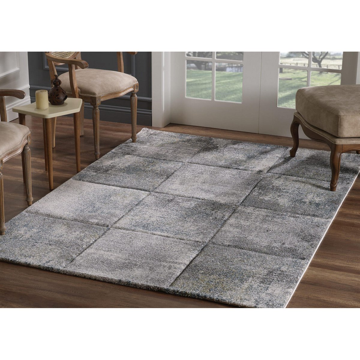 Tapis géométrique design en polypropylène gris 80x150 Tapis géométrique design en polypropylène gris 80x150