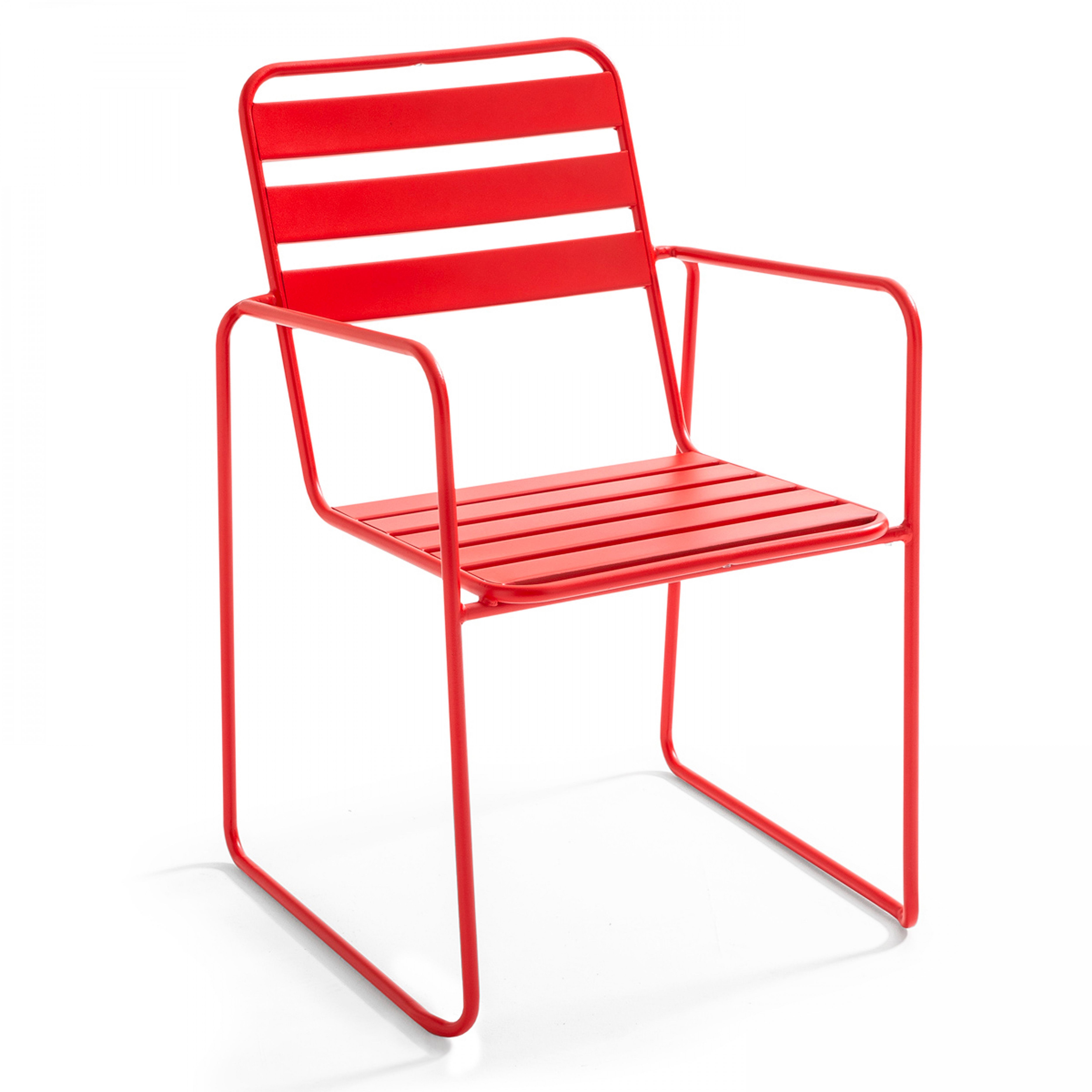 Fauteuil de jardin empilable 1 place en acier rouge