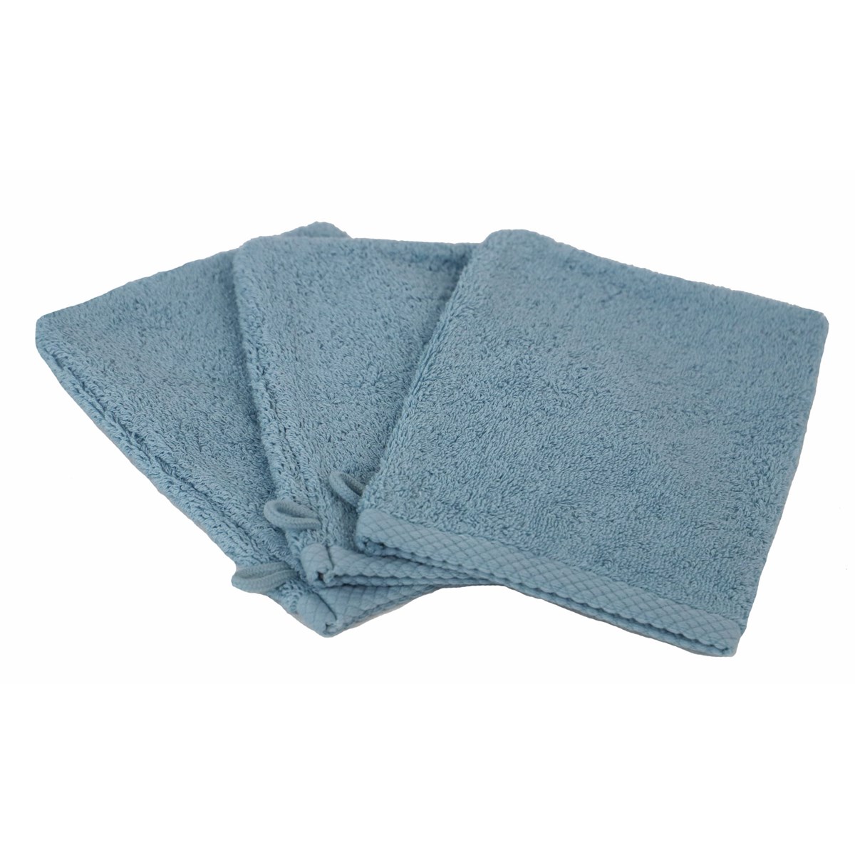 Lot de 3 gants de toilette eponge en coton bleu lagon Lot de 3 gants de toilette eponge en coton bleu lagon
