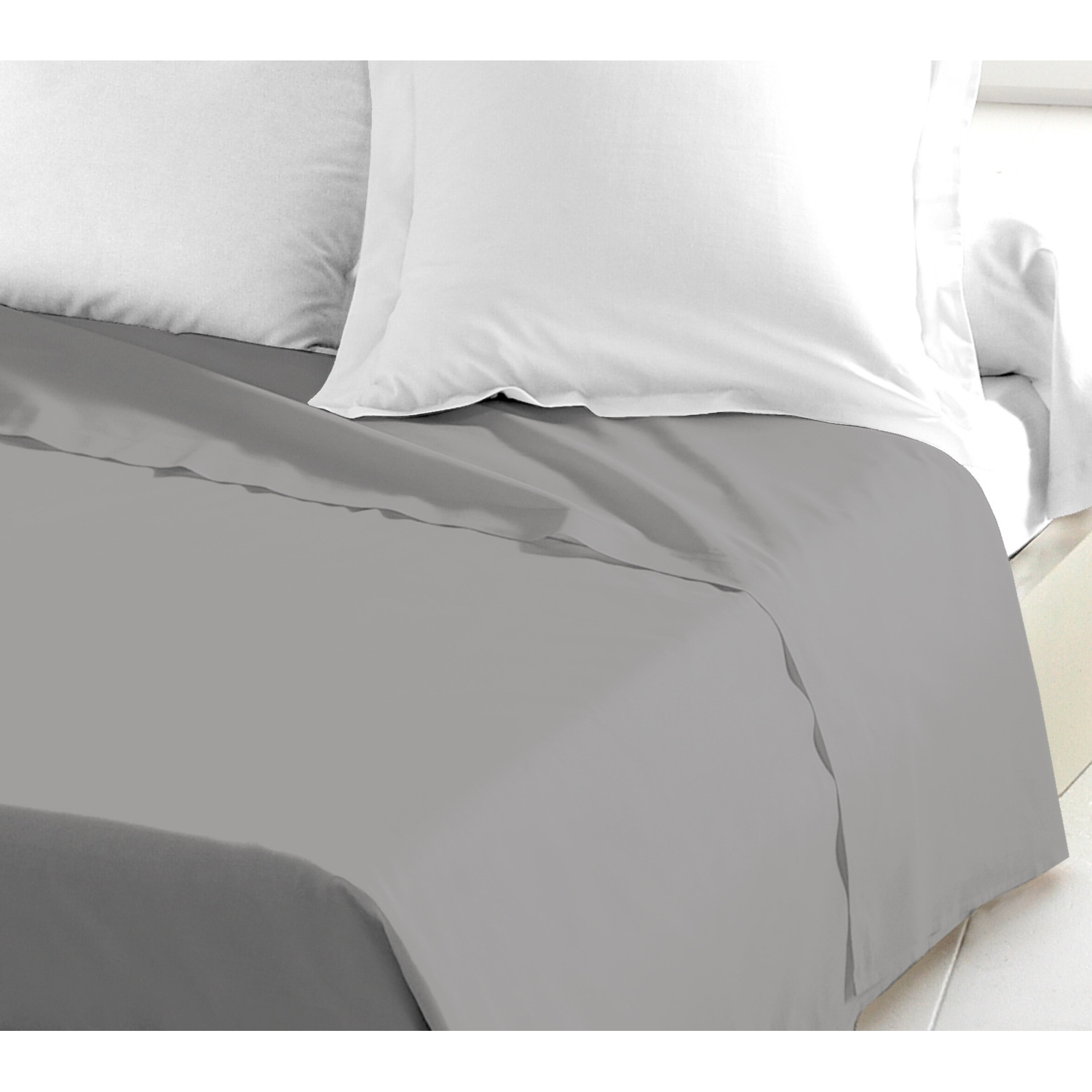 draps de lit en coton gris 240x300