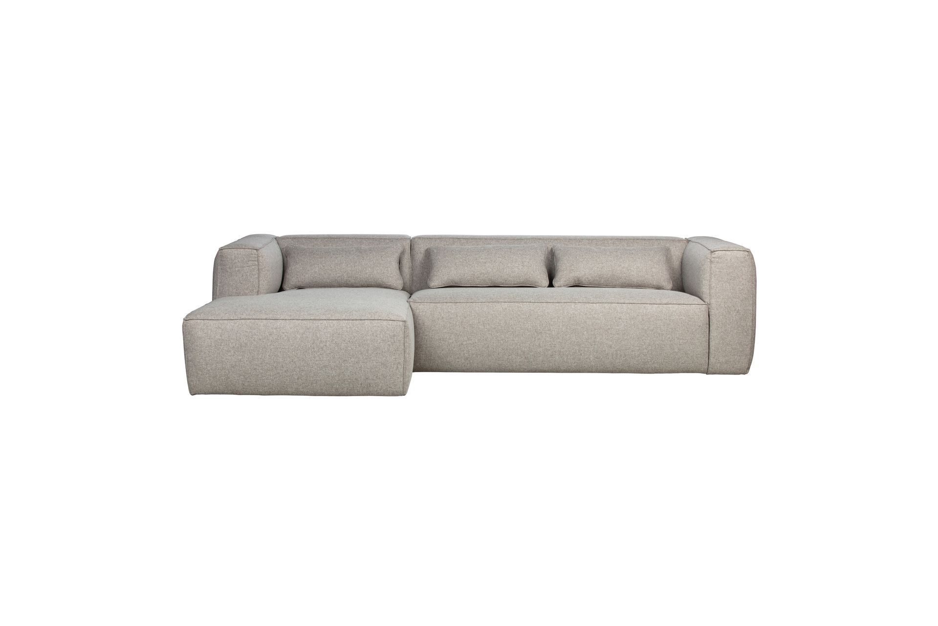 Canapé d'angle gauche en tissu gris clair 3 places