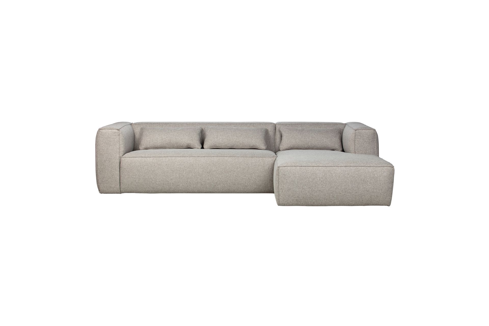 Canapé d'angle droit en tissu gris clair 3 places