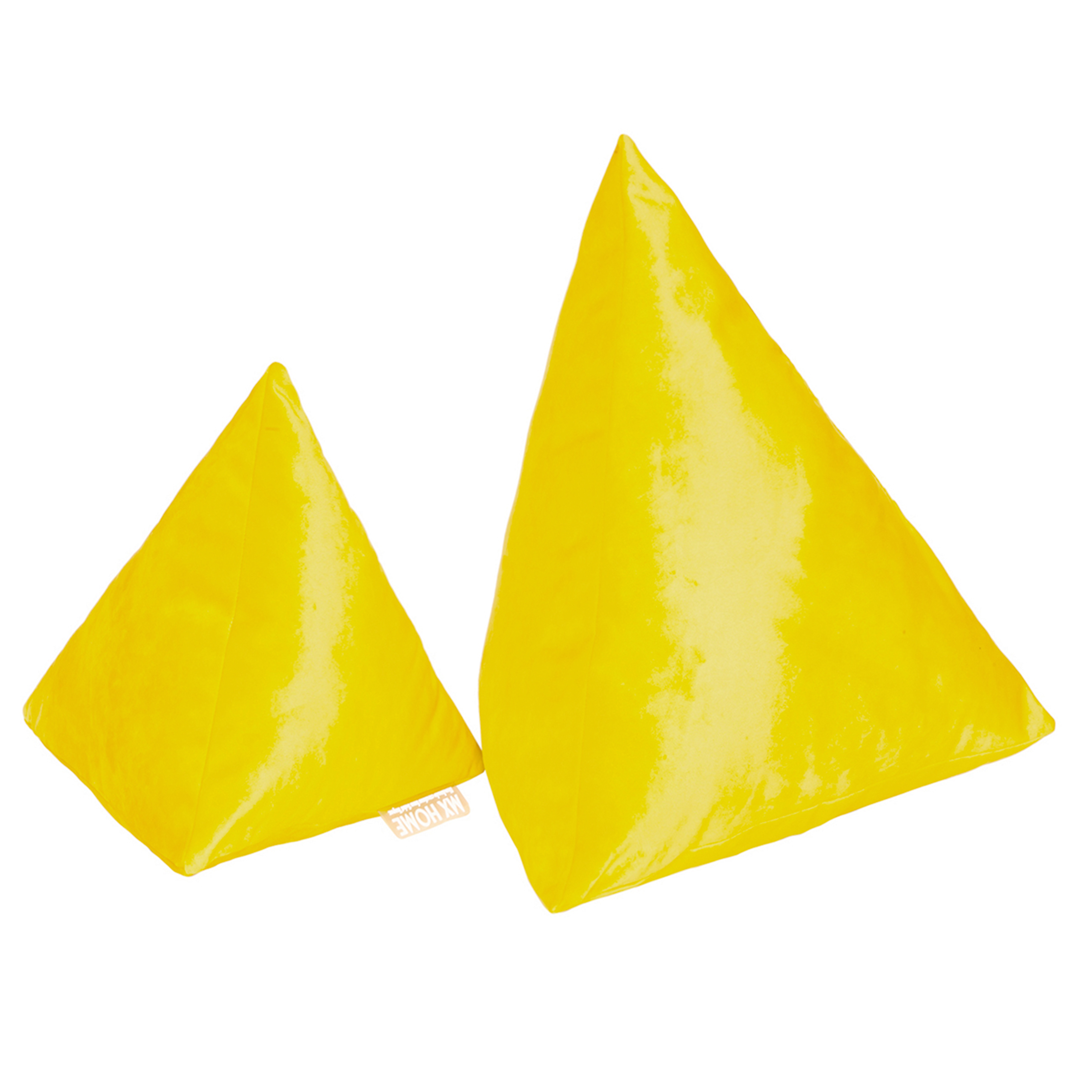 Lot de 2 coussins pyramide en velours jaune moutarde