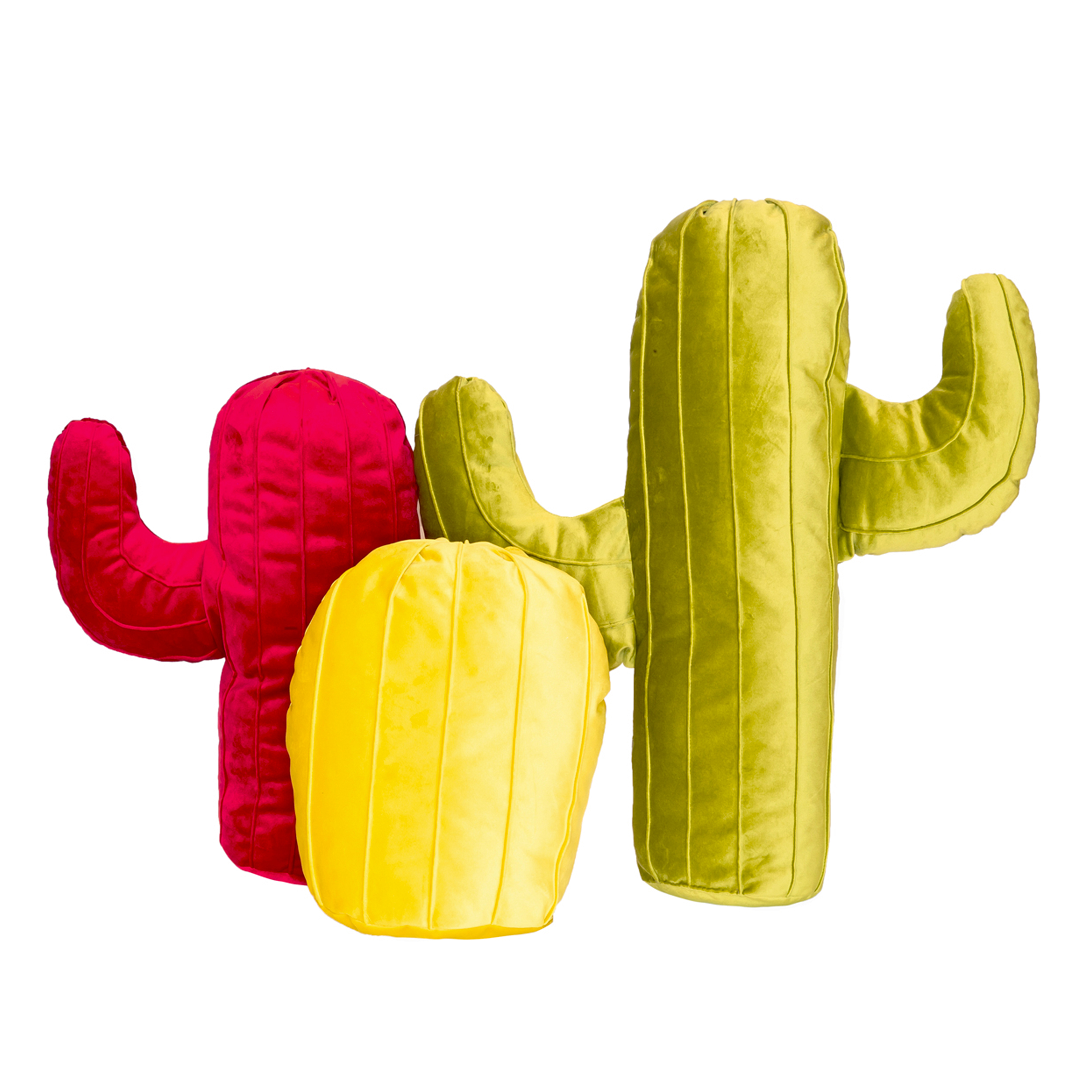 Lot de 3 coussins cactus en velours multicolore Lot de 3 coussins cactus en velours multicolore