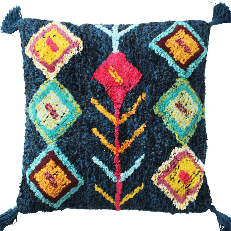 Coussin 100 % coton esprit berbère bleu 45x45 Coussin 100 % coton esprit berbère bleu 45x45