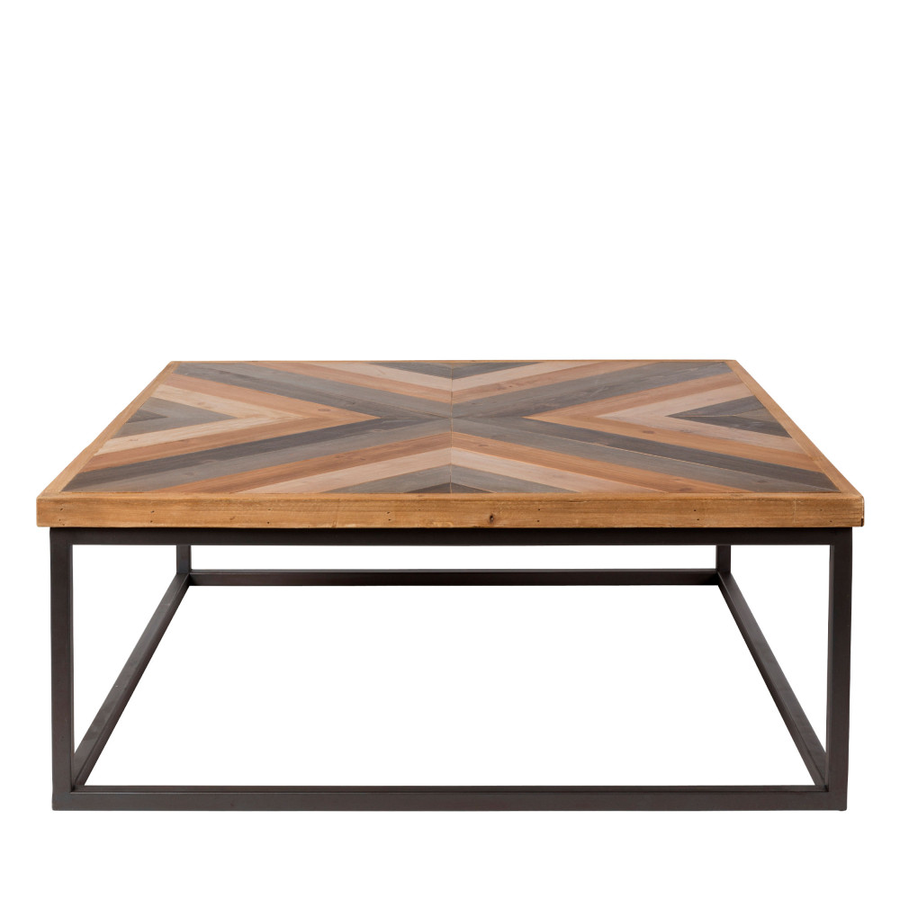 Table basse design carré 81x81cm bois et métal Table basse design carré 81x81cm bois et métal