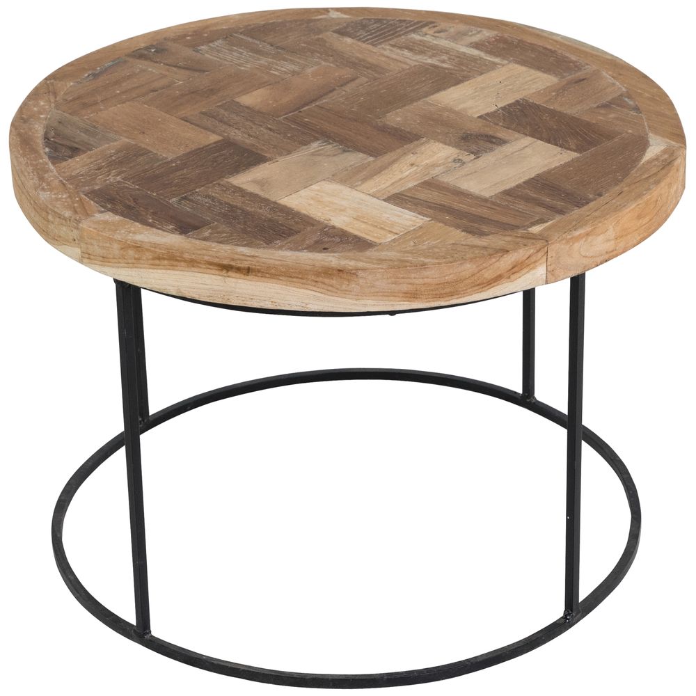 Table basse ronde bois et mÃ©tal 60 cm