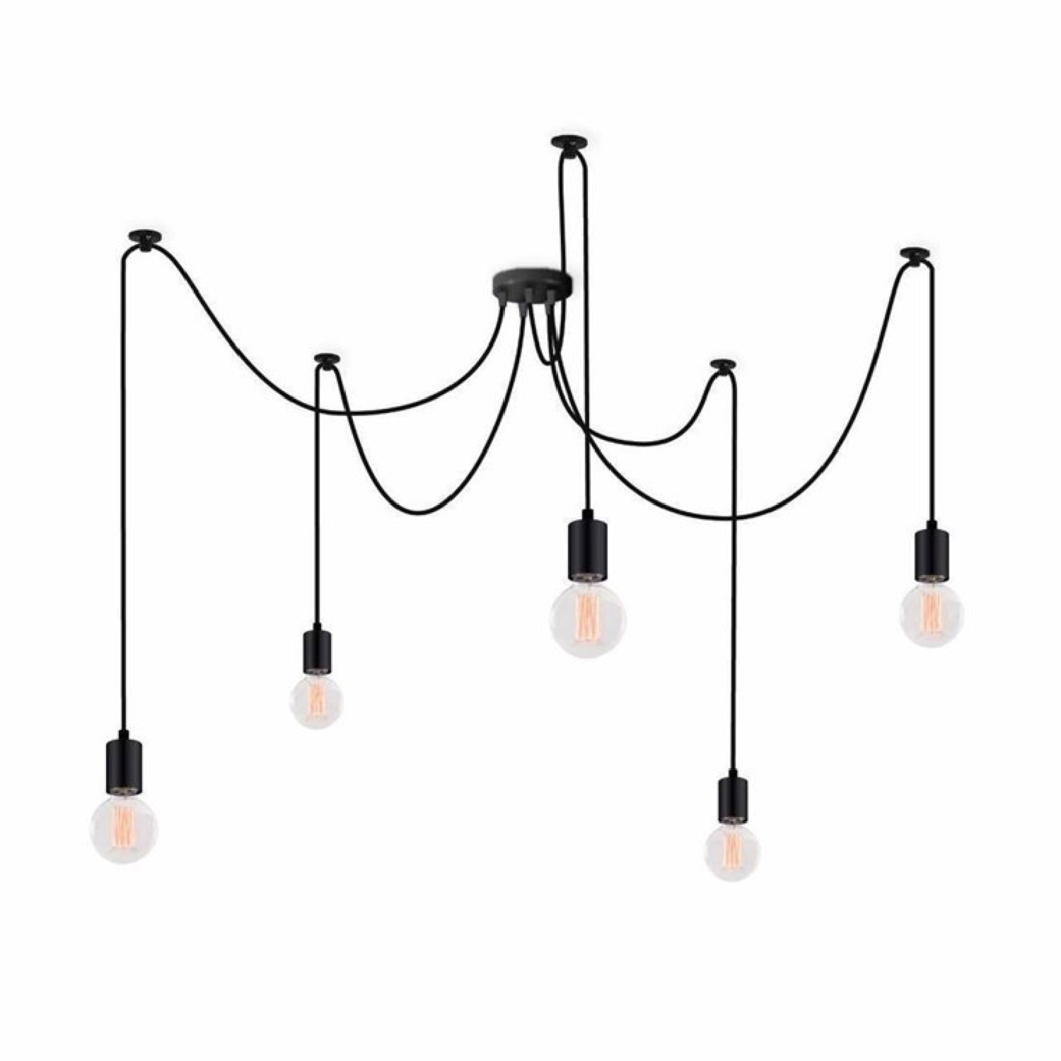 Suspension 5 lumiÃ¨res noir avec ampoules modulable