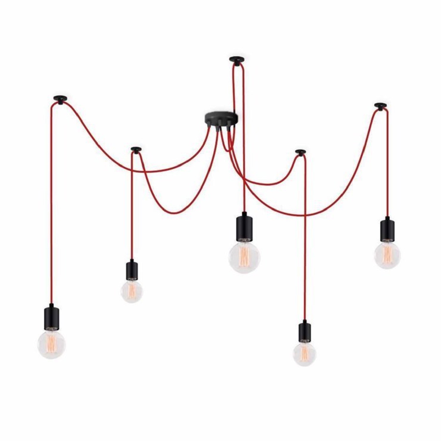 Suspension 5 lumiÃ¨res rouge avec ampoules modulable