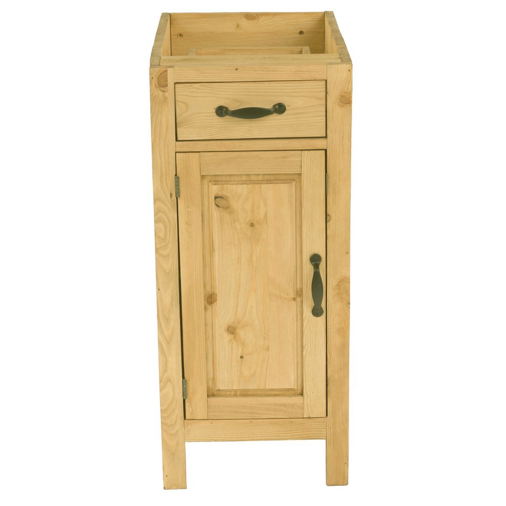 Meuble bas pin massif 40 cm 1 porte ouverture à gauche 1 tiroir Meuble bas pin massif 40 cm 1 porte ouverture à gauche 1 tiroir