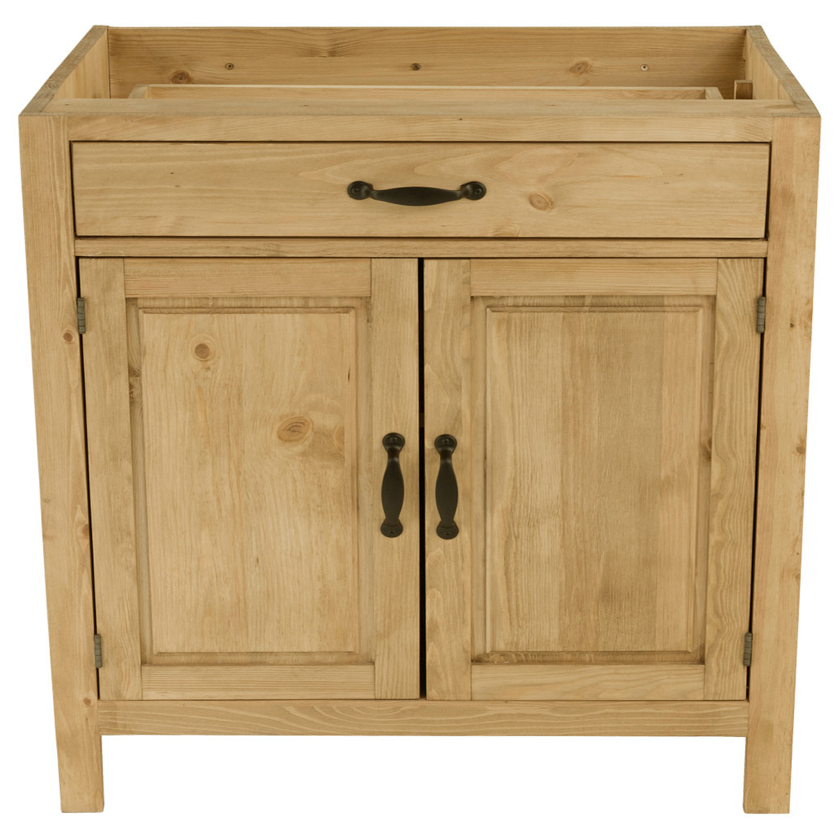 Meuble bas pin massif 120 cm 2 portes 1 tiroir Meuble bas pin massif 120 cm 2 portes 1 tiroir