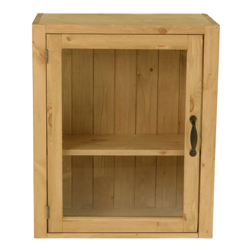 Meuble haut pin massif 60 cm 1 porte vitrée ouverture à gauche Meuble haut pin massif 60 cm 1 porte vitrée ouverture à gauche