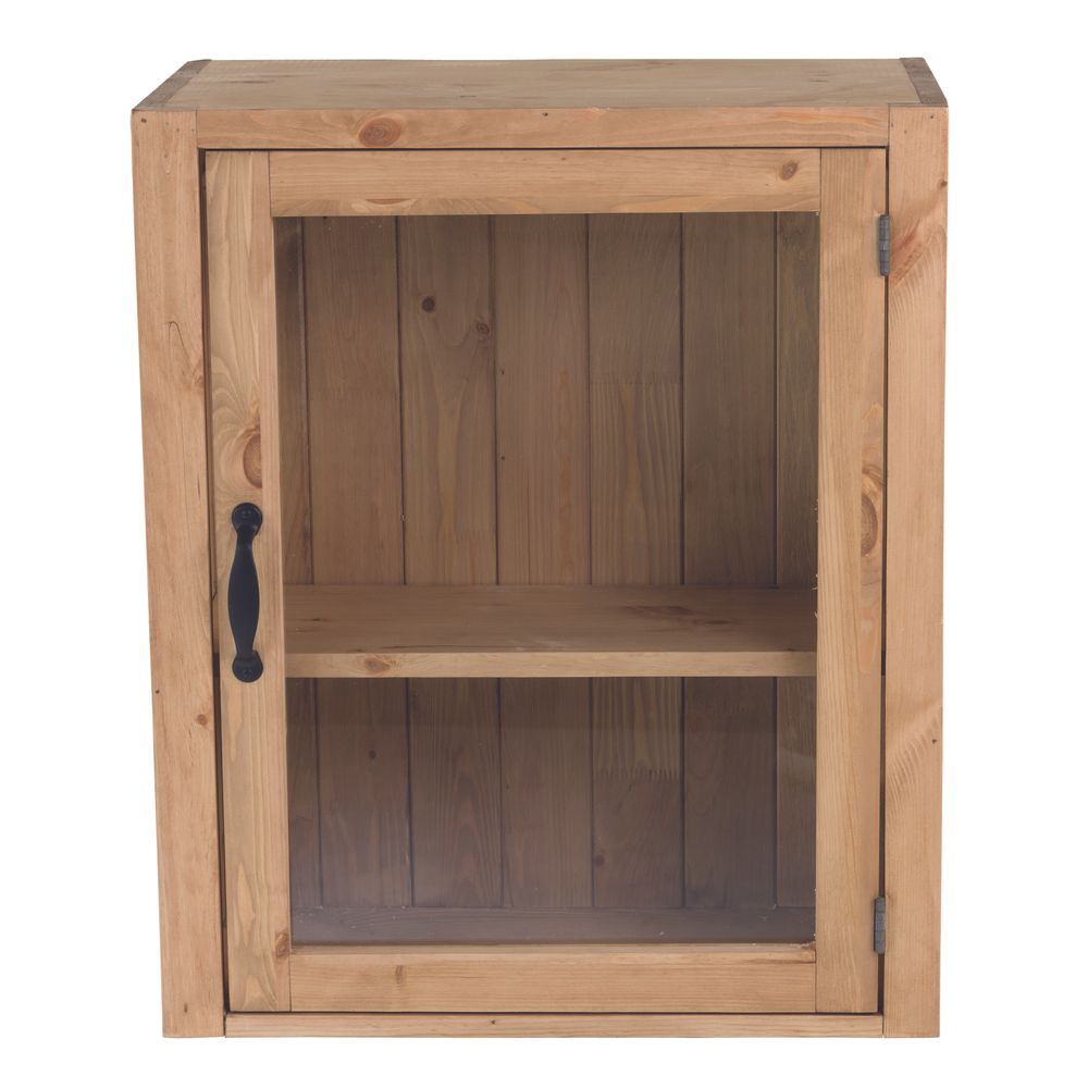 Meuble haut pin massif 60 cm 1 porte vitrée ouverture à droite Meuble haut pin massif 60 cm 1 porte vitrée ouverture à droite