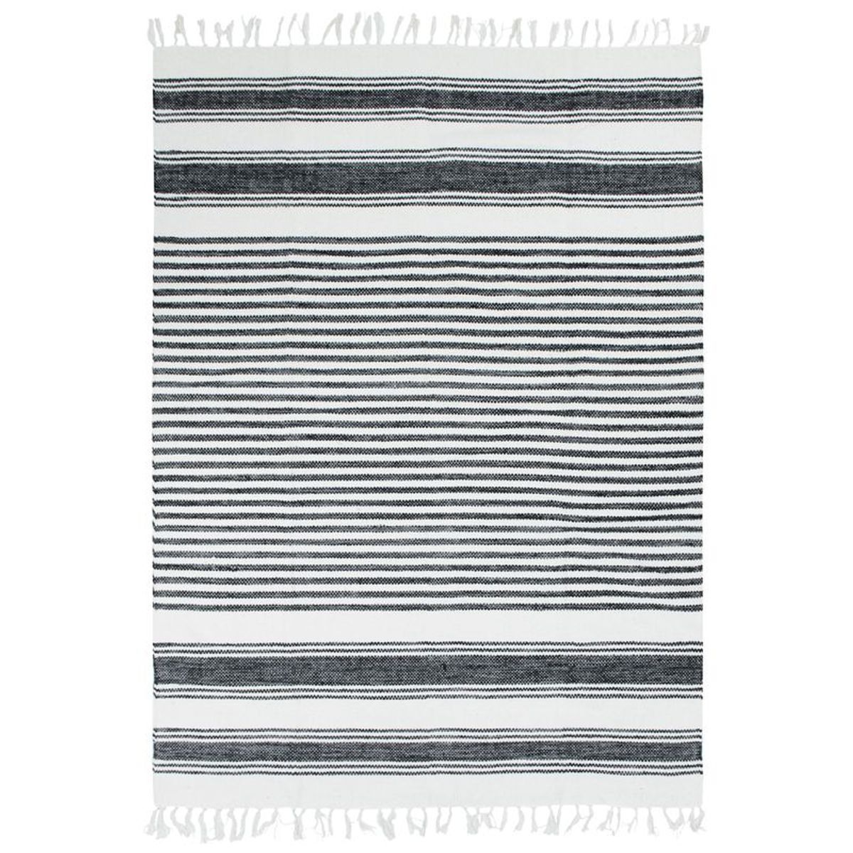 Tapis 100% coton lignes noir-gris-blanc 160x230 Tapis 100% coton lignes noir-gris-blanc 160x230