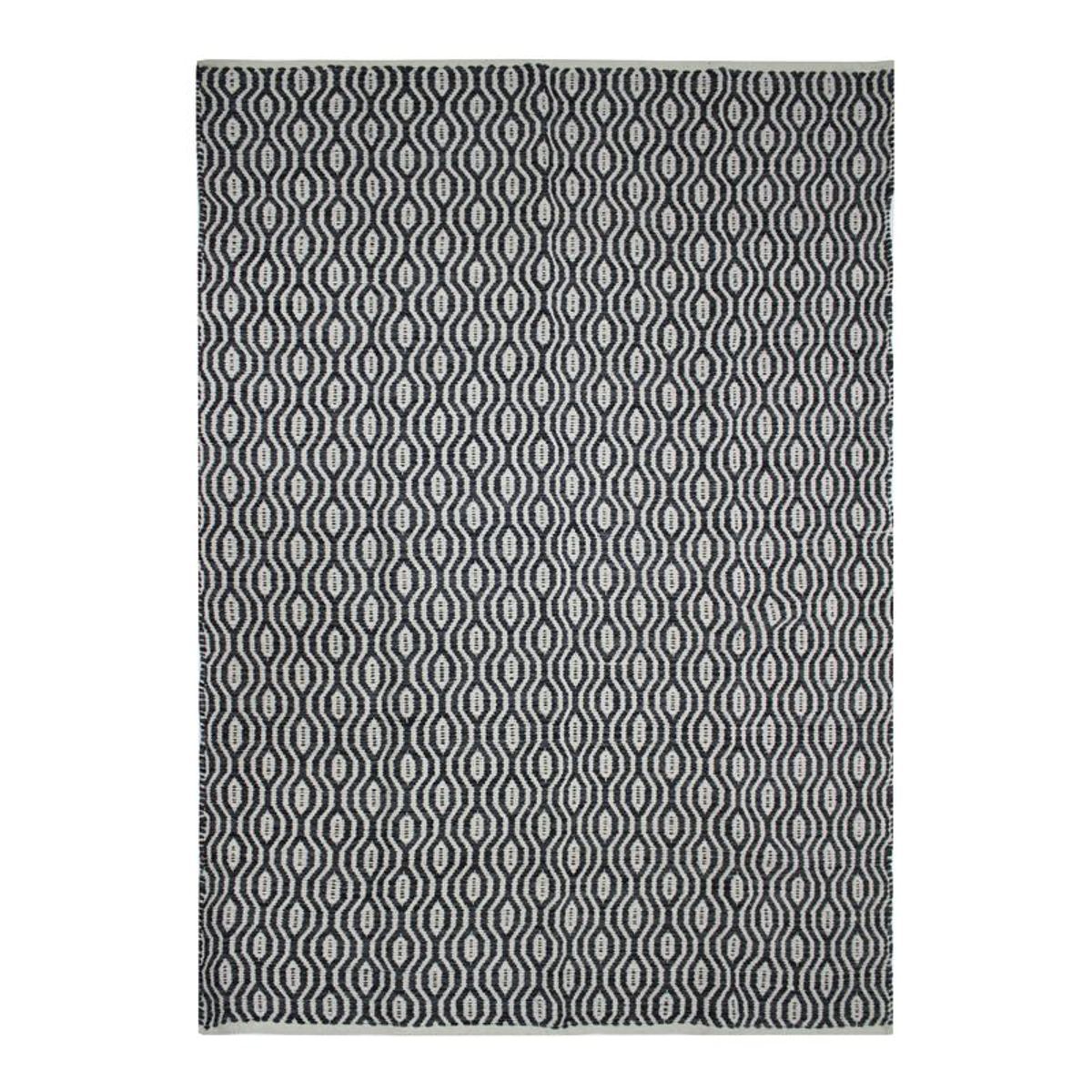 Tapis 100% coton géométrique écru-noir 120x170