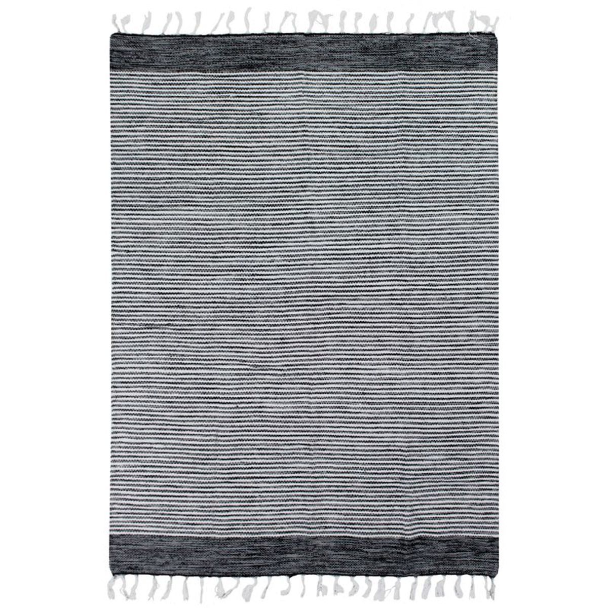 Tapis 100% coton bandes noir-gris-blanc 160x230 Tapis 100% coton bandes noir-gris-blanc 160x230