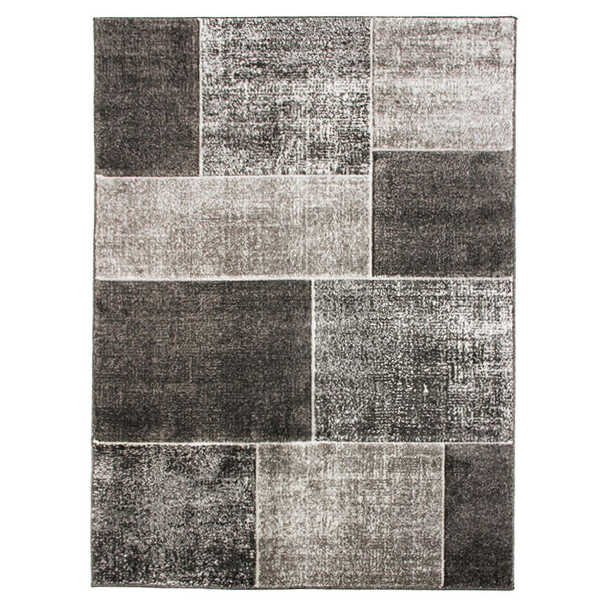 Tapis toucher laineux patchwork de carrés gris 120x170 Tapis toucher laineux patchwork de carrés gris 120x170