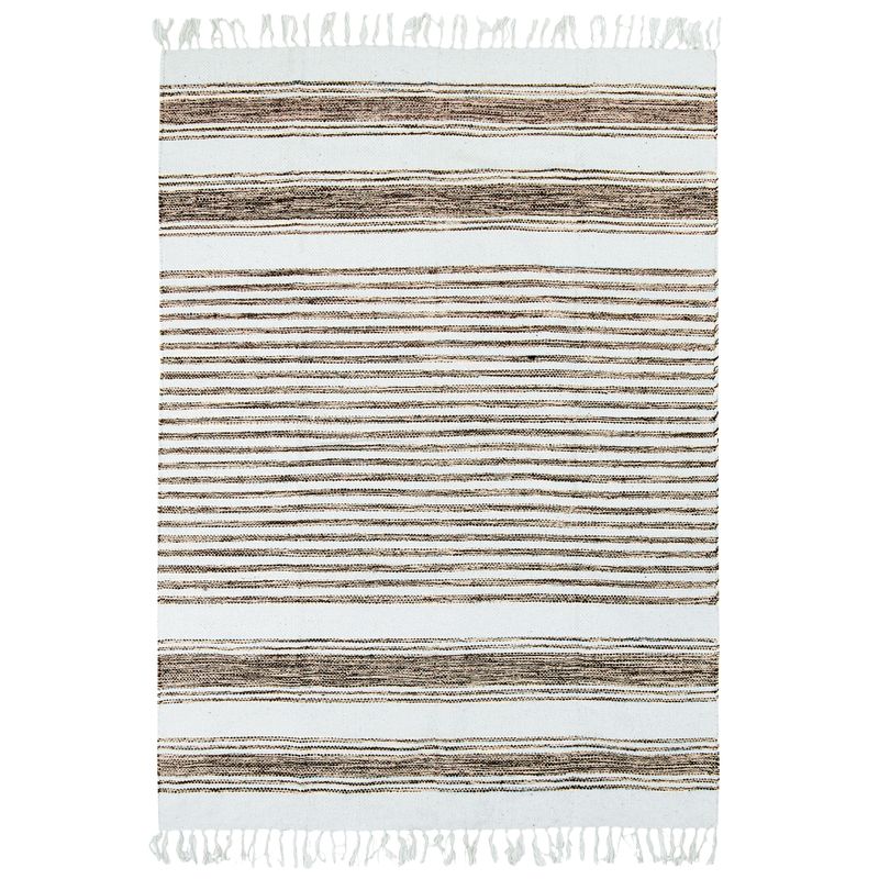 Tapis 100% coton lignes sable-blanc 120x170 Tapis 100% coton lignes sable-blanc 120x170