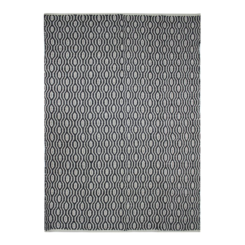 Tapis 100% coton géométrique écru-noir 190x290