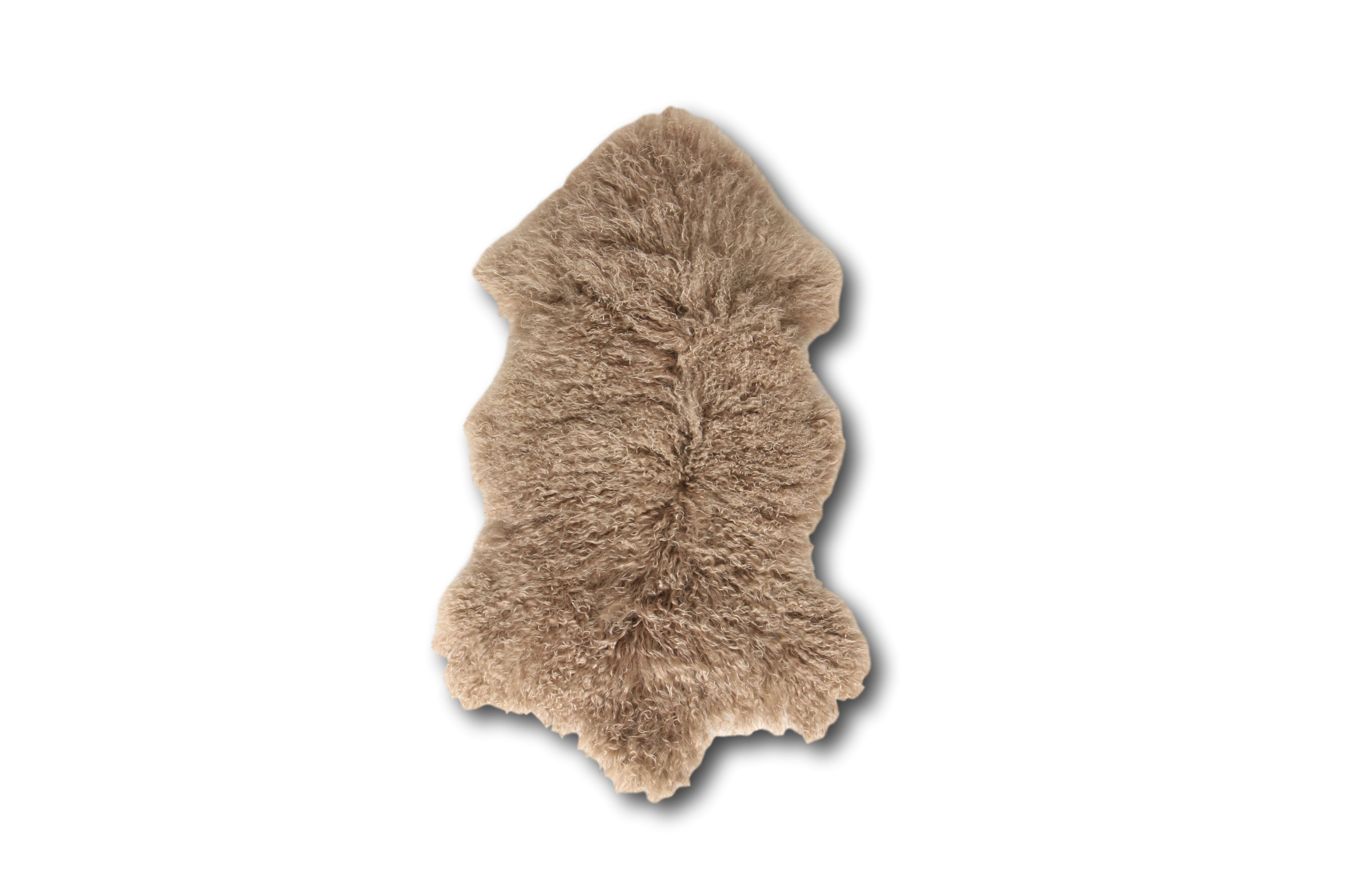 Tapis en peau de mouton tibétain curl taupe 80x50