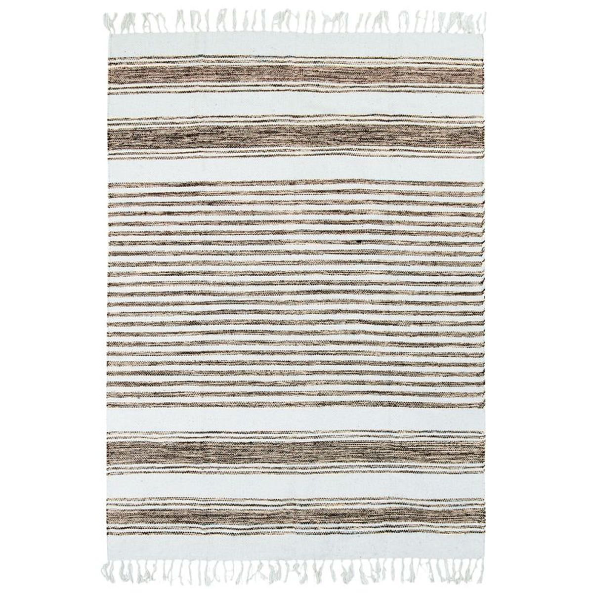Tapis 100% coton lignes sable-blanc 160x230 Tapis 100% coton lignes sable-blanc 160x230
