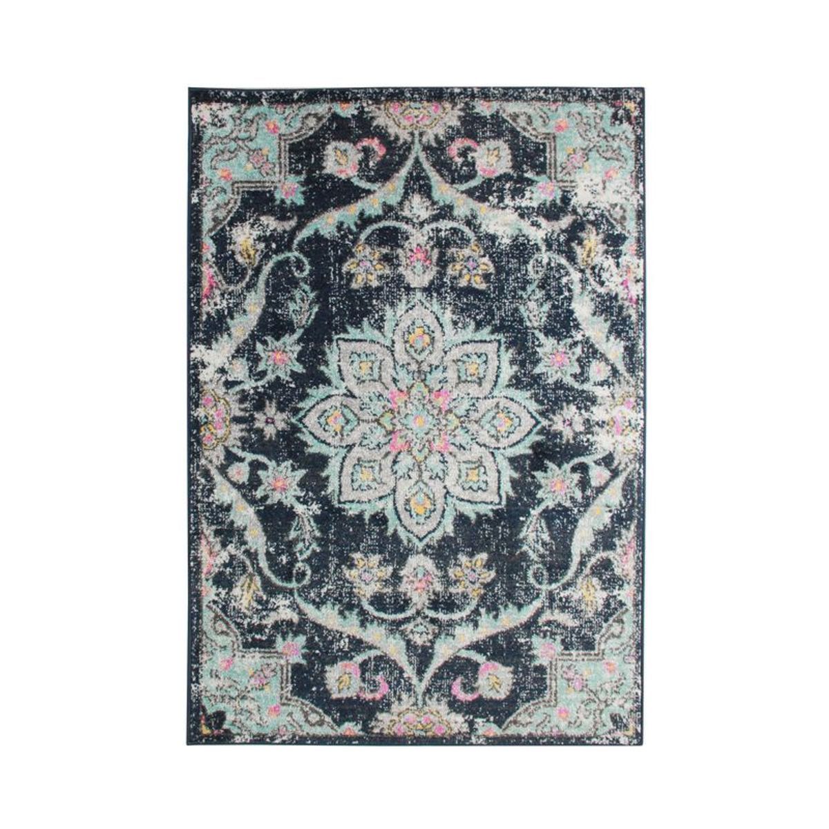 Tapis esprit médaillon vintage bleu foncé 133x190 Tapis esprit médaillon vintage bleu foncé 133x190