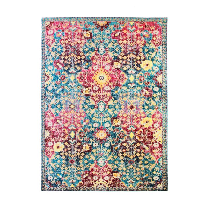 Tapis pour intérieur-extérieur losanges rouge-bleu 160x230
