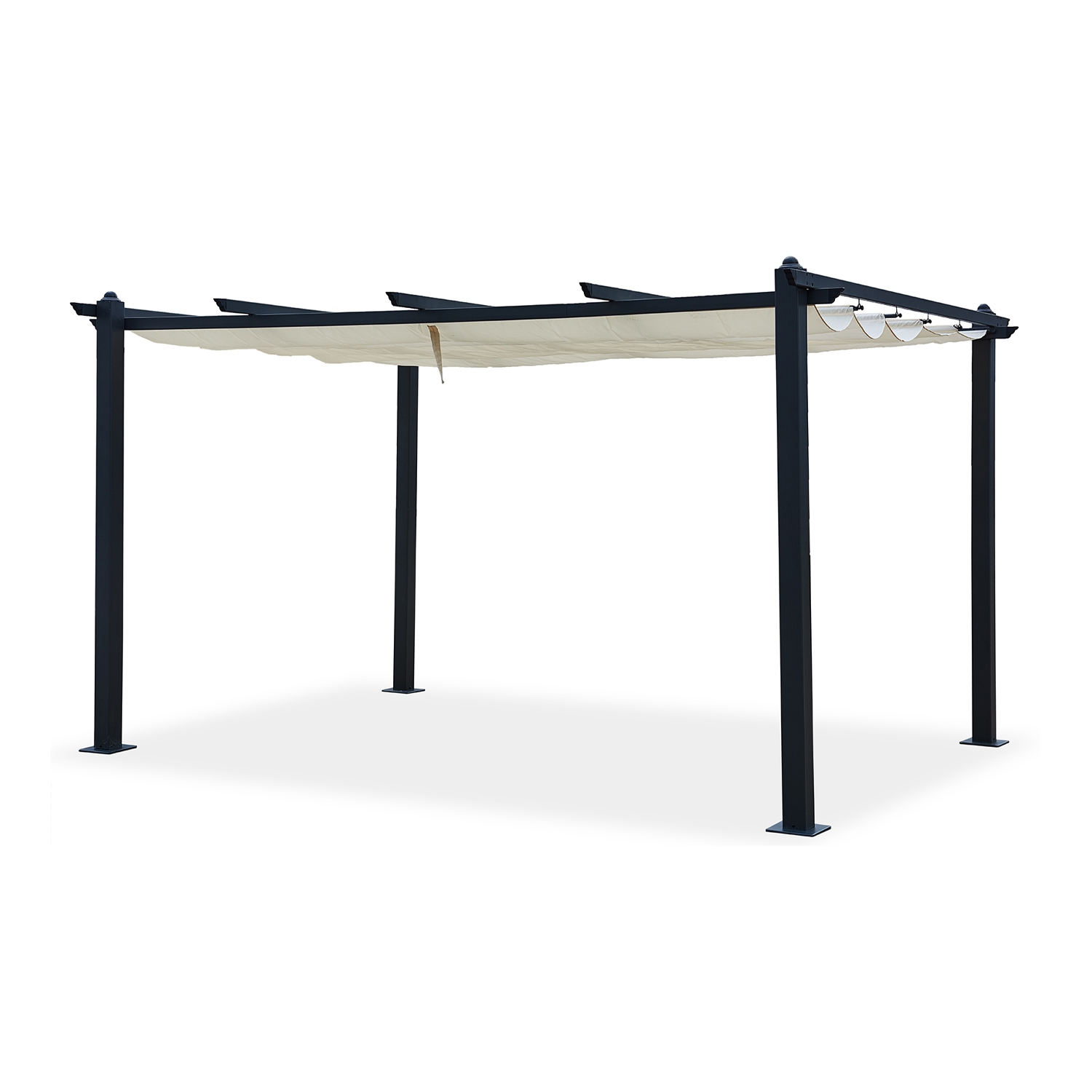 Pergola auto-portée 3 x 4 m avec toile rétractable beige Pergola auto-portée 3 x 4 m avec toile rétractable beige