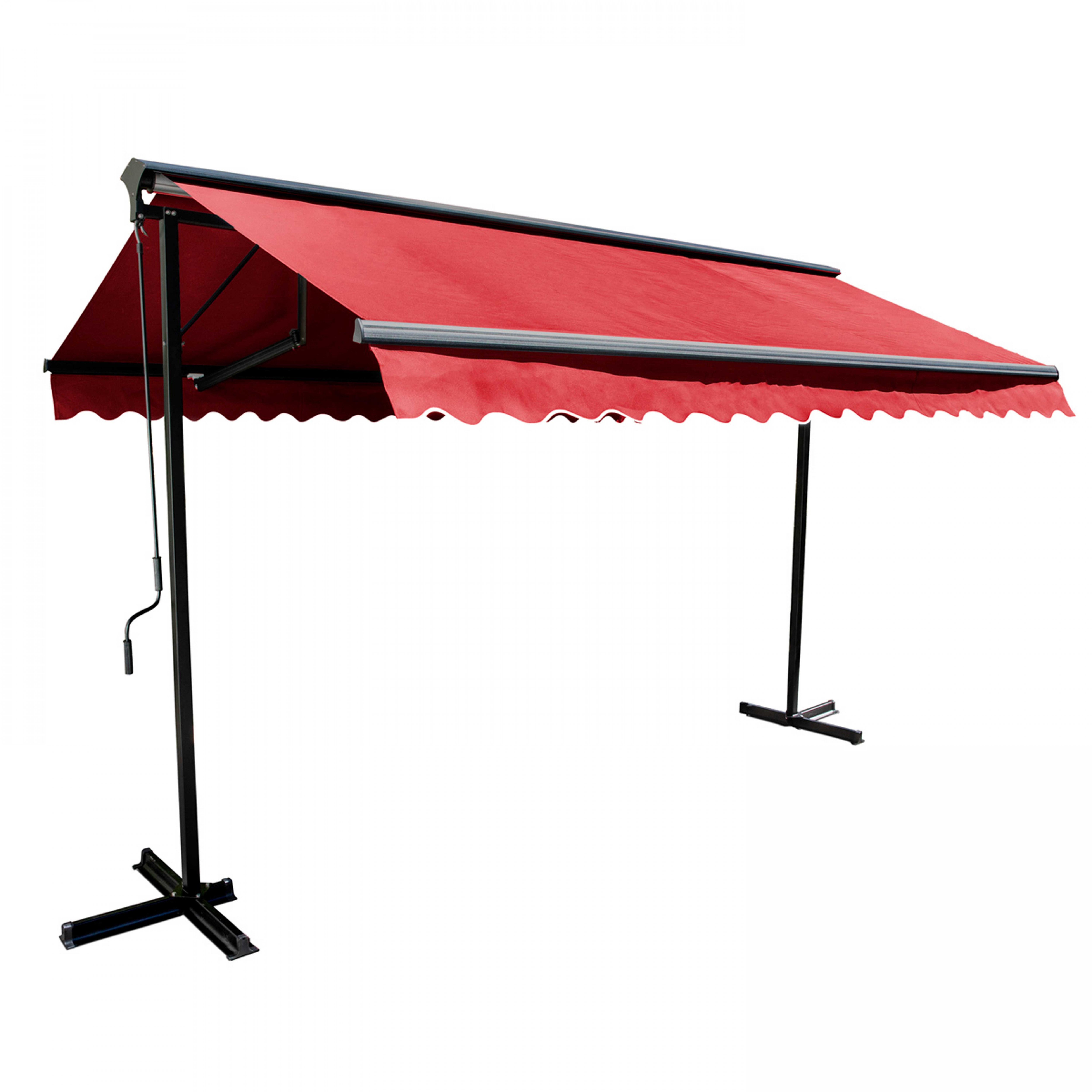 Store double pente 3x3m en aluminium rouge