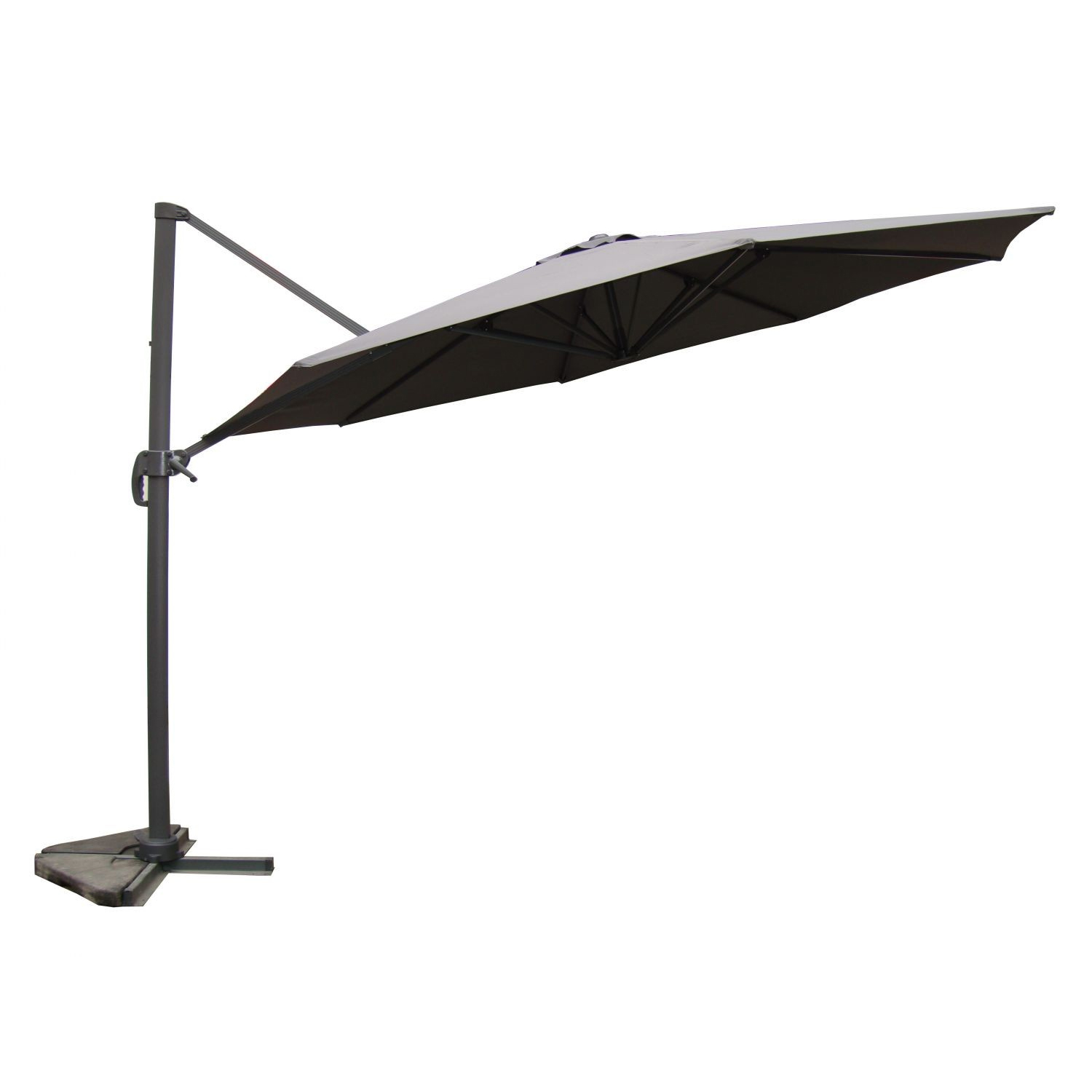 Parasol déporté et rotatif Ø 3,5 m gris