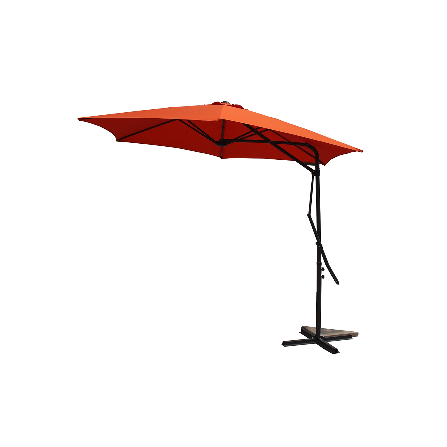 Parasol déporté avec ouverture innovante D 3 m terracotta Parasol déporté avec ouverture innovante D 3 m terracotta