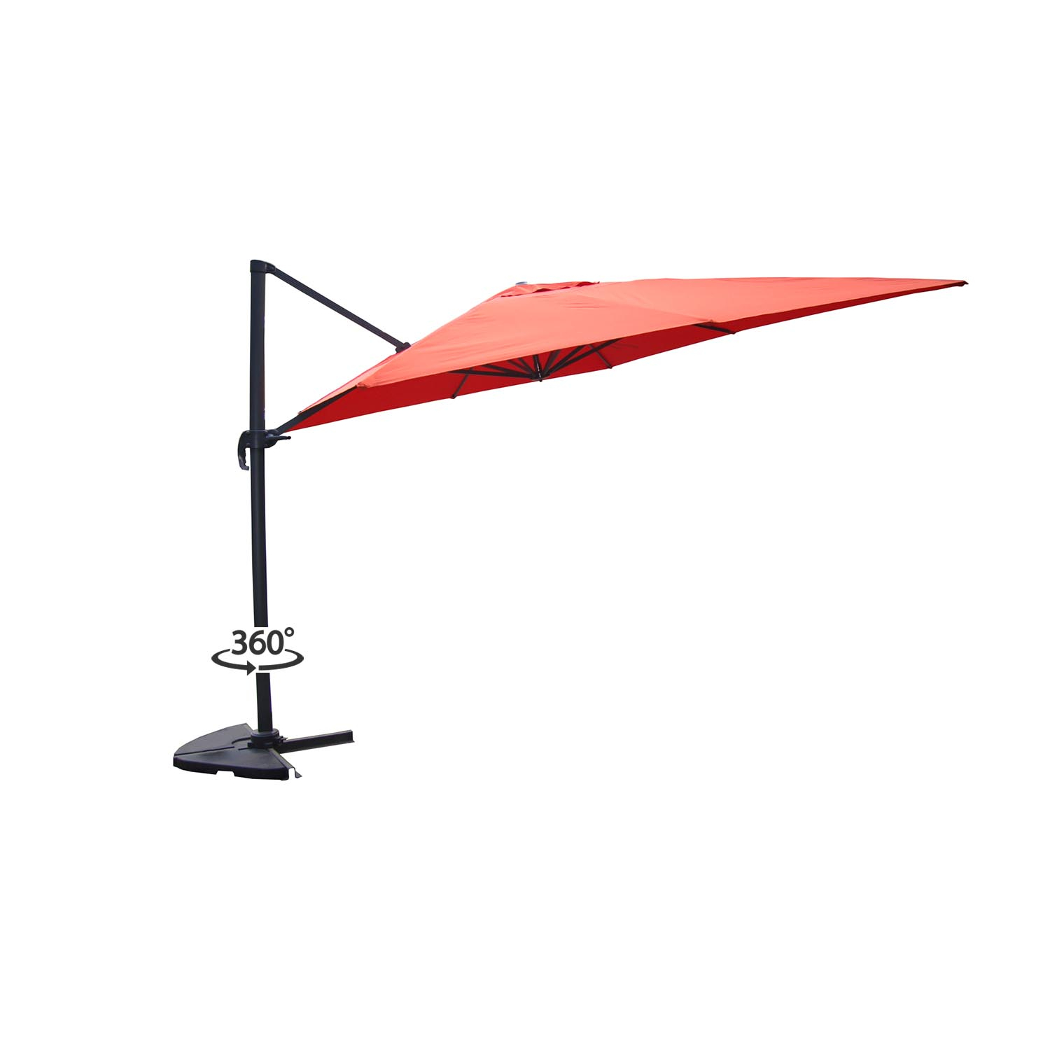 Parasol déporté et rotatif 3 x 3m terracotta Parasol déporté et rotatif 3 x 3m terracotta