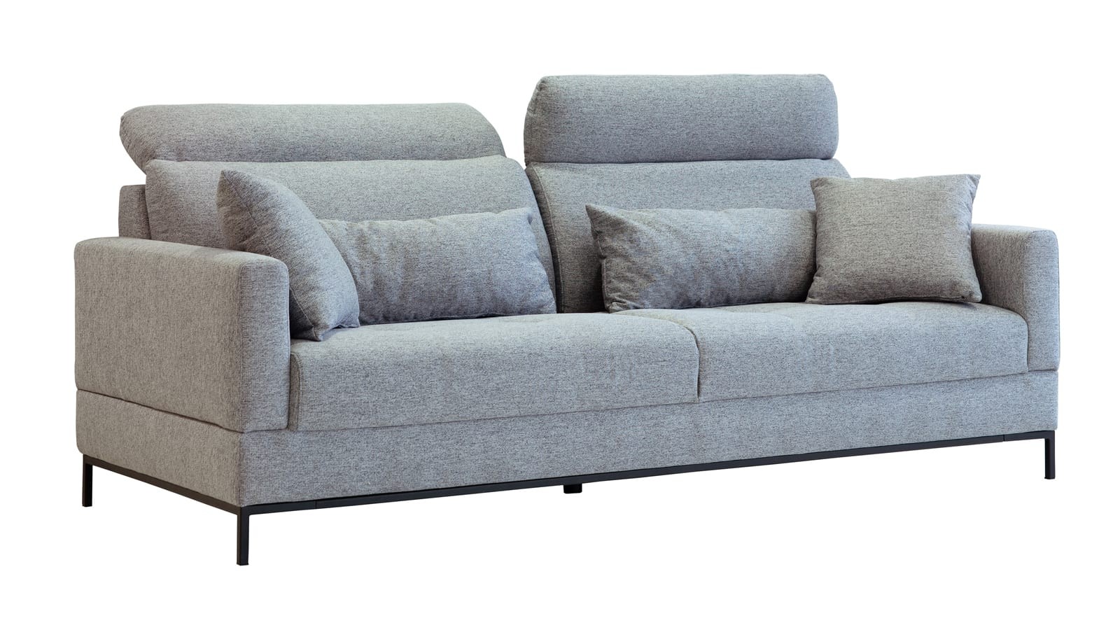 Canapé 3 places avec têtières en tissu gris anthracite