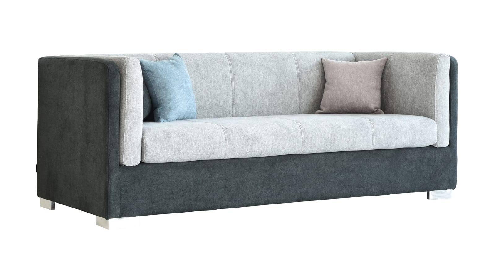 Canapé 3 places style retro en tissu bicolore gris anthracite Canapé 3 places style retro en tissu bicolore gris anthracite