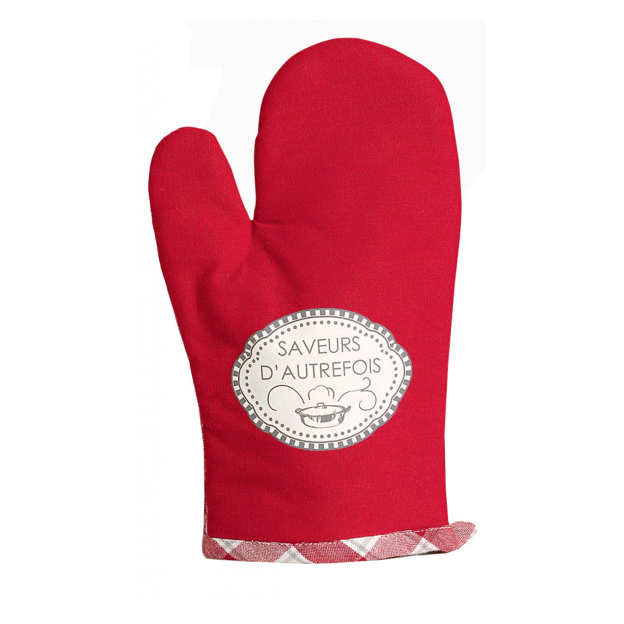 Gant de cuisine Saveurs d'autrefois en coton rouge 28 x 18 Gant de cuisine Saveurs d'autrefois en coton rouge 28 x 18