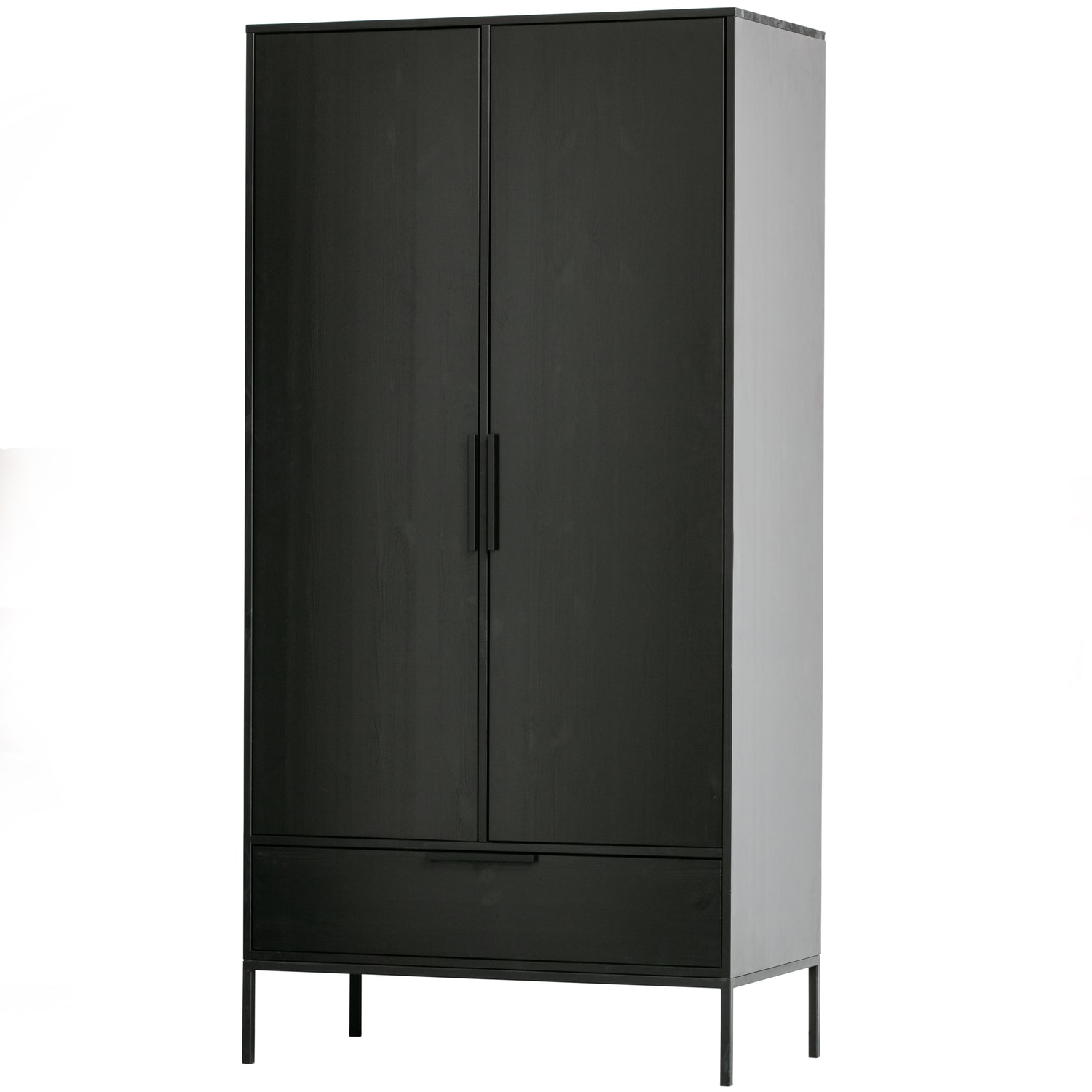 Armoire 2 portes 1 tiroirs en bois noir (photo) Armoire 2 portes 1 tiroirs en bois noir